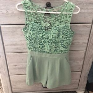 Mint green romper lace